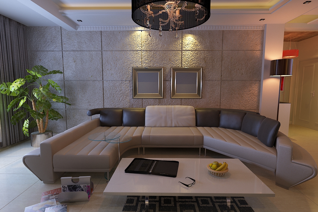 现代客厅3D模型