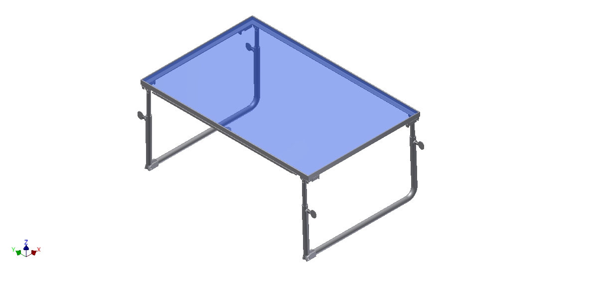 Breackfast的折叠的桌在床或膝上型计算机工作在床上